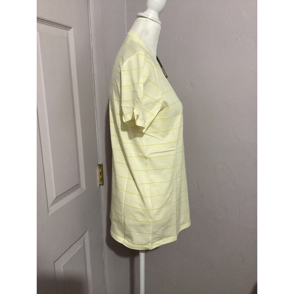 Everlane Organic Cotton Crew Neck Short Sleeve Yellow Striped T-Shirt L - Picture 3 of 5